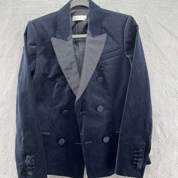 A.L.C. Jackets & Blazers - ALC Blazer Jacket Womens 4 Velvet Navy Blue Stanton Double Breasted Two Button